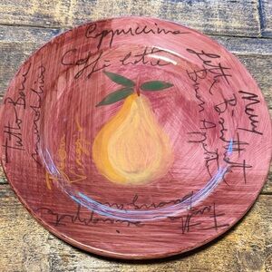 Italian Hand Painted Decorative Plate with Pear Design